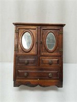 Miniature Antique Folk Art Hand Carved Armoire