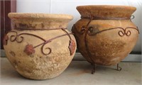 Large Ceramic & Terra Cotta Planter Pots (2)