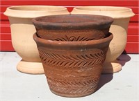 Terra Cotta & French Ceramic Planter Pots (4)