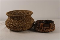 PAIR OF WOVEN BASKETS