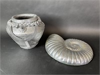 Ceramic Ammonite and Decorative Pot