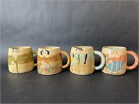 Set of Four Folk Craft By Shafford Mugs