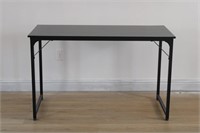 BLACK TABLE WITH METAL LEGS AND HARDWARE