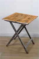 ANTIQUE HINGED FOLDING PATIO BISTRO TABLE