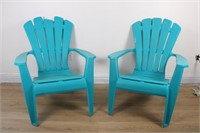 TWO BLUE PATIO CHAIRS