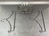 Vintage Metal Fruit Bowl and Two Flag Hangers