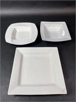 White Plate and Bowls