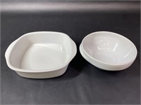 Two White Serving Bowls