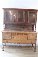 19TH CENTURY OAK BUFFET WITH PINE SECONDARY