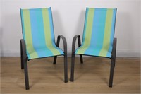PAIR OF MULTICOLOUR PATIO CHAIRS