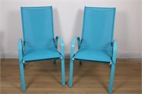 PAIR OF BLUE PATIO CHAIRS