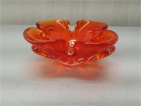 Chalet Hand Blown Art Glass Orange Bowl