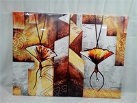 iHAPPYWALL Hand-Painted Abstract Canvas Set, 16"x