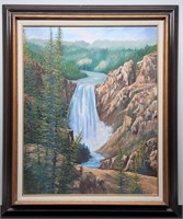 Mountain Scape with Water Fall Oil Painting