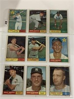 9- 1961 baseball cards low grade