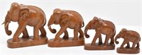 Hand Carved Wood Elephant Herd