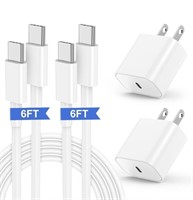 2-pack iPhone 15 Fast Charger, 20W USB C Charging