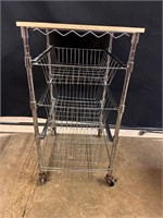 Metal rolling cart with wooden top