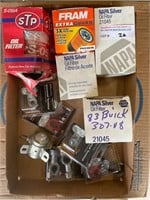 Assorted Battery clamps and oil filters