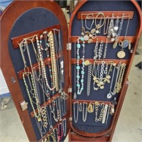 2-SIDED Mirror Jewelry Armoire W/ TONS OF JEWELRY!