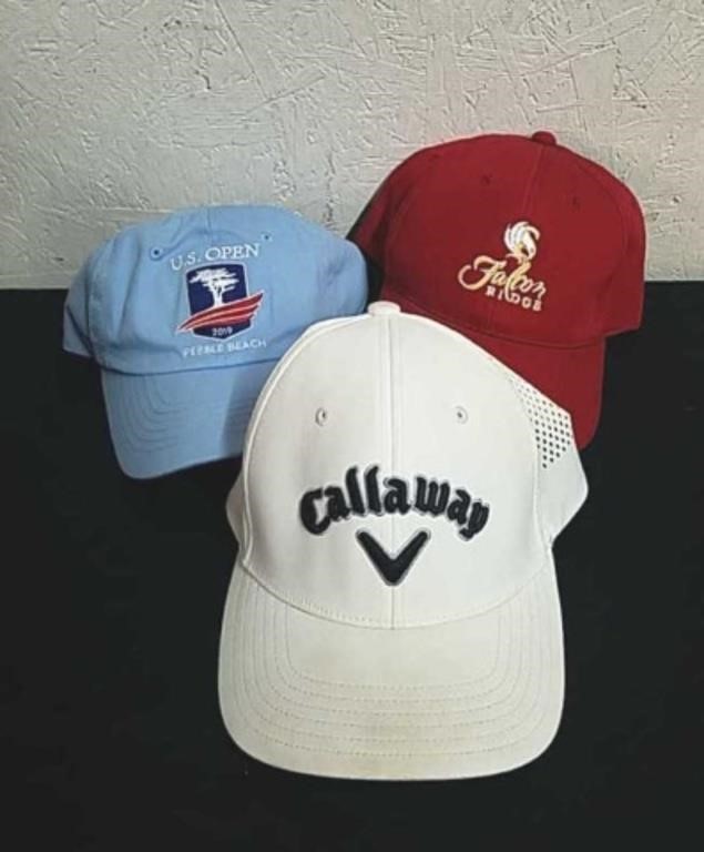 Three golfing hats