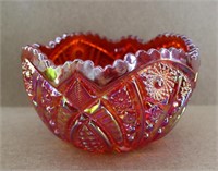 LE Smith Carnival Glass Amberina Bowl