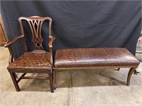 Upholstered Bench and Matching Chair