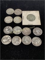 13 Silver Mixed Washington Quarters