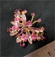 Pretty purple and pink rhinestone butterfly pin