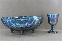 Vintage Indiana Carnival Glass Wine Glass & Bowl
