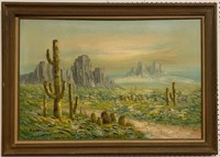 H. Mondrian Oil On Canvas Desert Scene