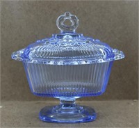 Vintage Indiana Blue Glass Candy Dish w/ Lid