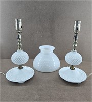 Milk Glass Hobnail Table Lamps - 1 shade