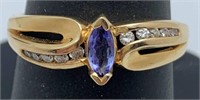 14k Gold, Tanzanite & Diamond Ring