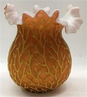 Satin Glass Vase With Gilt Decoration
