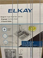 Elkay Drop In Single Bowl Bar Sink Kit 20 Gauge