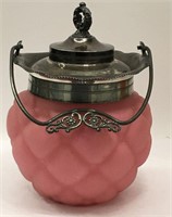 Consolidated Pink Satin Florette Biscuit Jar
