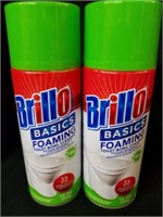 Two new cans of Brillo Basics foaming toilet bowl