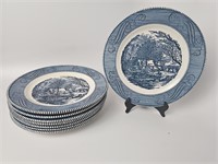 eight 10" currier and ives dinner plates