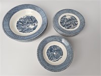 15 pieces, currier and ives blue and white