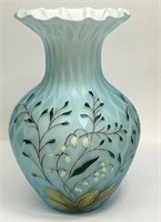 Blue Diamond Optic Satin Glass Vase