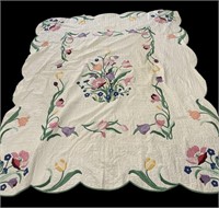 Handmade 71 “ Embroidered Spring Quilt