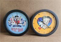 2 Misc. Betty Boop Centric Wall Clocks