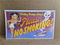 Vtg 1991 Tin Betty Boop Please No Smoking Sign