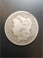 1891 Morgan Silver Dollar Coin.