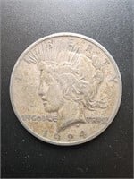 1924 Peace Silver Dollar Coin.