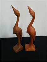 Two very light 16 in wooden bird statues