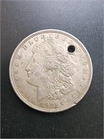 1921-D Morgan Silver Dollar Coin.