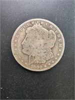 1880 Morgan Silver Dollar Coin.