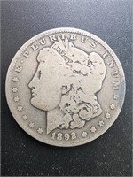 1892 Morgan Silver Dollar Coin.